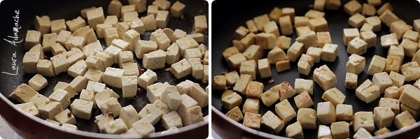 Teplý salát s tofu a houbami temperované tofu